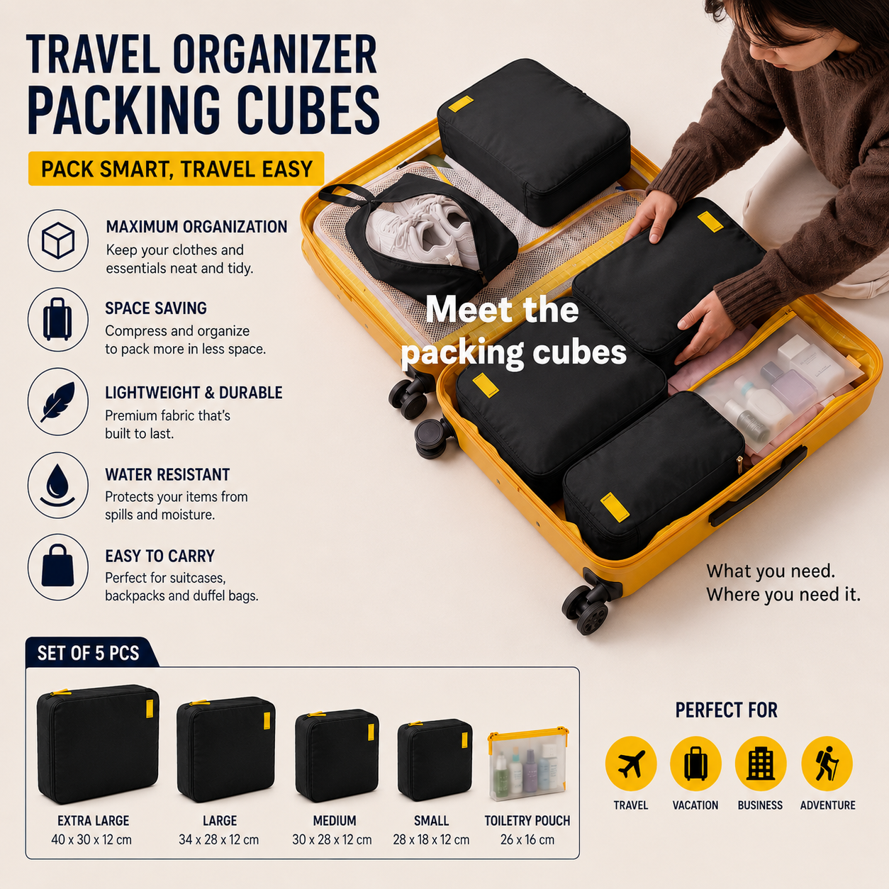 Veyora Travel Packing Cubes | 6-Piece Organizer Set