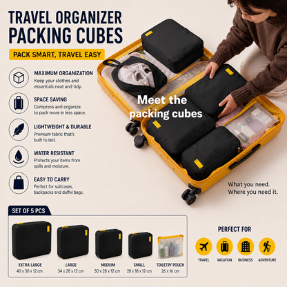 Veyora Travel Packing Cubes | 6-Piece Organizer Set